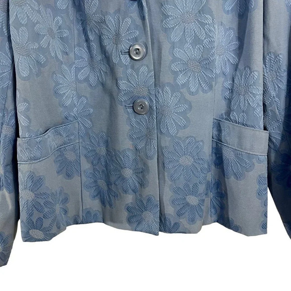 Sag Harbor Light Blue Floral Blazer Button Up Jacket Womens 18 Shoulder Pads - Picture 7 of 12